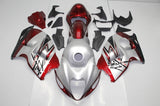 Silver, Candy Red and Black Fairing Kit for a 1999, 2000, 2001, 2002, 2003, 2004, 2005, 2006, & 2007 Suzuki GSX-R1300 Hayabusa motorcycle