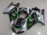 Black, White and Green Fairing Kit for a 2000, 2001, 2002 & 2003 Suzuki GSX-R600 motorcycle