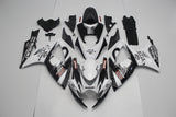White, Black and Red Tribal Fairing Kit for a 2006 & 2007 Suzuki GSX-R600 motorcycle.