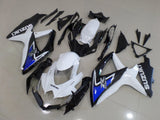 White, Black, Blue and Silver Fairing Kit for a 2008, 2009, & 2010 Suzuki GSX-R600 motorcycle