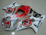 White and Red Lucky Strike Single Seat Fairing Kit for a 2000, 2001, 2002 & 2003 Suzuki GSX-R600 motorcycle