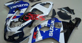 White and Blue Fairing Kit for a 2004 & 2005 Suzuki GSX-R750 motorcycle