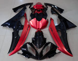 Black and Red Fairing Kit for a 2008, 2009, 2010, 2011, 2012, 2013, 2014, 2015 & 2016 Yamaha YZF-R6 motorcycle