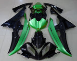 Black and Metallic Green Fairing Kit for a 2008, 2009, 2010, 2011, 2012, 2013, 2014, 2015 & 2016 Yamaha YZF-R6 motorcycle