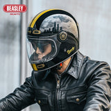 Gloss Black & Gold Striped Beasley Motorcycle Helmet from KingsMotorcycleFairings.com