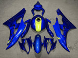Blue and Neon Yellow Fairing Kit for a 2006 & 2007 Yamaha YZF-R6 motorcycle
