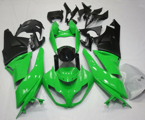 Fairing kit for a Kawasaki Ninja ZX6R 636 (2007-2008) Green, Black & Matte Black