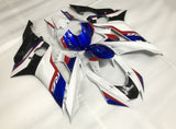 White, Red, Blue and Black Fairing Kit for a 2017, 2018, 2019 & 2020 Yamaha YZF-R6 motorcycle