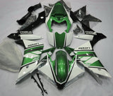 White, Green and Black Fairing Kit for a 2007 & 2008 Yamaha YZF-R1 motorcycle