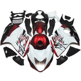 White, Dark Red and Black Fairing Kit for a 2008, 2009, 2010, 2011, 2012, 2013, 2014, 2015, 2016, 2017, 2018 & 2019 Suzuki GSX-R1300 Hayabusa motorcycle