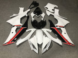White, Black and Red Fairing Kit for a 2008, 2009, 2010, 2011, 2012, 2013, 2014, 2015 & 2016 Yamaha YZF-R6 motorcycle