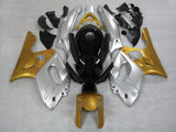 Silver, Black and Gold Fairing Kit for a 1998, 1999, 2000, 2001, 2002, 2003, 2004, 2005, 2006 & 2007 Yamaha YZF600R motorcycle