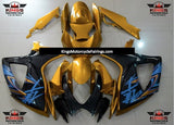 Gold, Black and Blue Fairing Kit for a 2006 & 2007 Suzuki GSX-R750 motorcycle