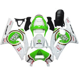 White and Green Lucky Strike Fairing Kit for a 2003 & 2004 Kawasaki ZX-6R 636 motorcycle