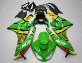 Green, Yellow, Black and Red Trick Star Fairing Kit for a 2009, 2010, 2011 & 2012 Kawasaki Ninja ZX-6R 636 motorcycle