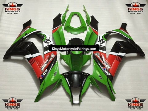 Fairing kit for a Kawasaki Ninja ZX10R (2011-2015) Green, Black, Red & White 66