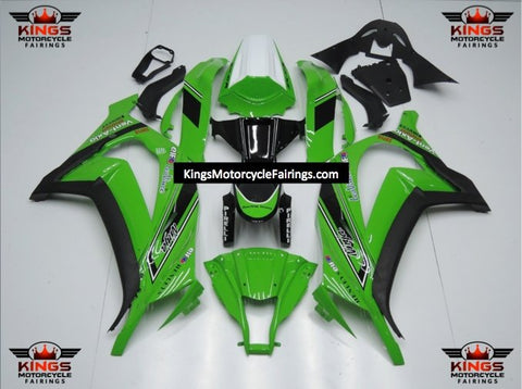 Green, Black and White Fairing Kit for a 2011, 2012, 2013, 2014 & 2015 Kawasaki Ninja ZX-10R motorcycle