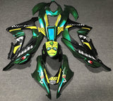Green, Black and Yellow Shark Fairing Kit for a 2016, 2017, 2018, 2019 & 2020 Kawasaki Ninja ZX-10R motorcycle