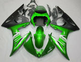 Green, Matte Black, White and Silver Fairing Kit for a 2003 & 2004 Yamaha YZF-R6 motorcycle