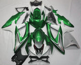 Green, White, Silver and Black Fairing Kit for a 2008, 2009 & 2010 Suzuki GSX-R750 motorcycle