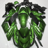 Green and Black Flame Fairing Kit for a 2006, 2007, 2008, 2009, 2010 & 2011 Kawasaki Ninja ZX-14R motorcycle