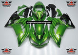 Fairing kit for a Kawasaki Ninja ZX14R (2012-2021) Green & Black Flames