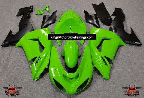 Fairing Kit For A Kawasaki ZX10R (2006-2007) Green & Matte Black
