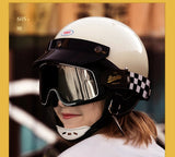 HD Beasley Motorcycle Helmet Goggles Black, White Checkered from KingsMotorcycleFairings.com