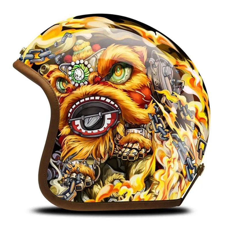 Hand Painted Metal Beast Retro Motorcycle Helmet Hand Painted Metal Beast Retro Motorcycle Helmet