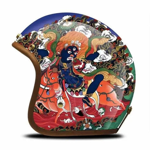 Hand Painted Voodoo Horse Rider Retro Motorcycle Helmet is brought to you by KingsMotorcycleFairings.com