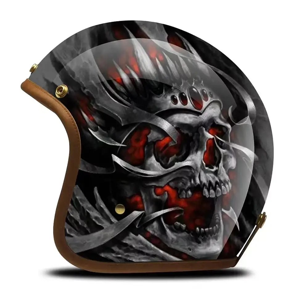 Hand Painted Motorcycle Helmet, Warrior Skull Hand Painted Motorcycle Helmet, Warrior Skull