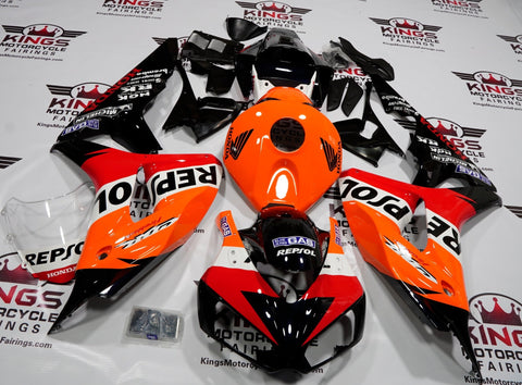 Honda CBR1000RR (2006-2007) Black, Orange, Red & White REPSOL Fairings at KingsMotorcycleFairings.com.