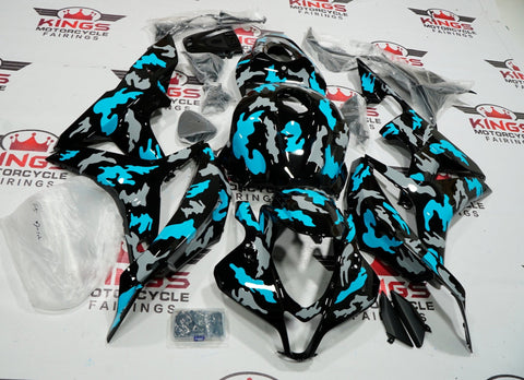 HONDA CBR600RR (2007-2008) BLACK, GRAY & LIGHT BLUE CAMOUFLAGE FAIRINGS at KingsMotorcycleFairings.com
