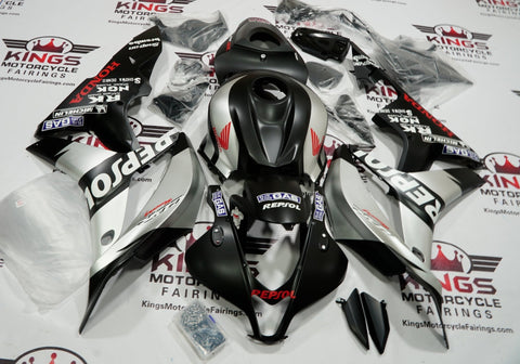Honda CBR600RR (2007-2008) Matte Black & Silver Repsol Fairings at KingsMotorcycleFairings.com