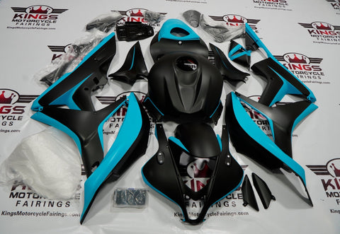 Honda CBR600RR (2007-2008) Turquoise Blue, Matte Black Fairings at KingsMotorcycleFairings.com