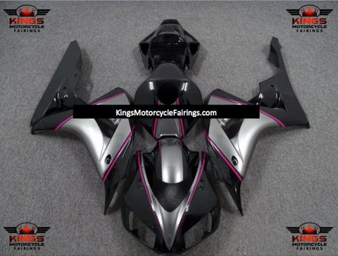 Honda CBR1000RR Fairings (2006-2007) Black, Silver, Pink Pinstripe at KingsMotorcycleFairings.com