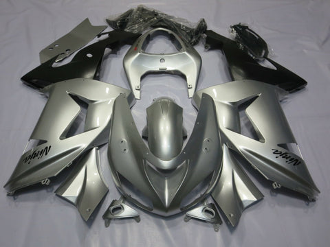 Kawasaki ZX-10R Fairings (2006-2007) Silver, Matte Black at KingsMotorcycleFairings.com