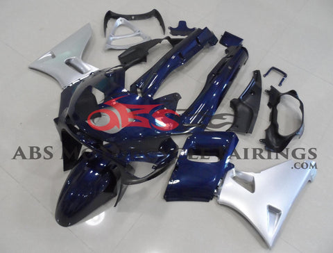 Kawasaki ZZR400 Fairings (1993-2007) Dark Blue, Silver at KingsMotorcycleFairings.com