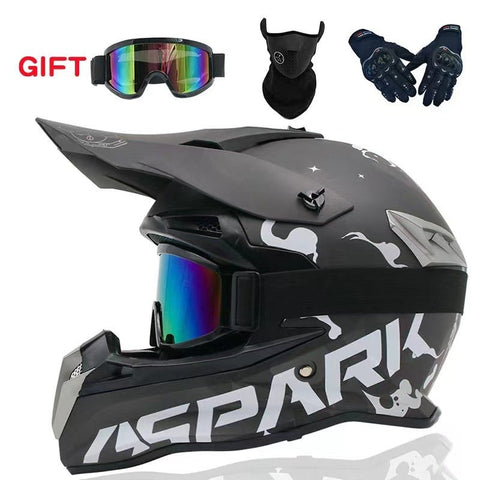 Motocross Helmet - Matte Gray, White & Silver Splash at KingsMotorcycleFairings.com