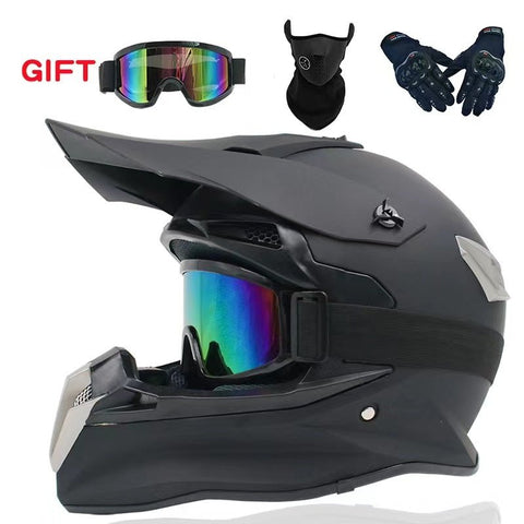 Motocross Helmet - Matte Black & Silver at KingsMotorcycleFairings.com