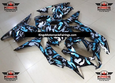 Honda CBR600RR (2009-2012) Light Blue, Grey & Black Camouflage Fairings
