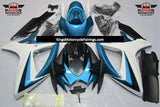 Light Blue, White and Black Fairing Kit for a 2006 & 2007 Suzuki GSX-R600 motorcycle
