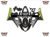 Matte Black and Gold Tribal Fairing Kit for a 2004 & 2005 Suzuki GSX-R750 motorcycle