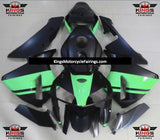 Matte Black and Green Fairing Kit for a 2005 and 2006 Honda CBR600RR motorcycle