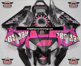 Matte Black and Hot Pink Rossi Repsol Fairing Kit for a 2003 and 2004 Honda CBR600RR motorcycle