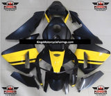Matte Black and Yellow Fairing Kit for a 2005 and 2006 Honda CBR600RR motorcycle