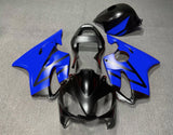 Matte Black and Blue Fairing Kit for a 2001, 2002, 2003 Honda CBR600F4i motorcycle