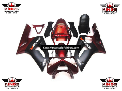 Fairing kit for a Kawasaki ZX6R 636 (2003-2004) Matte Black, Dark Red & White