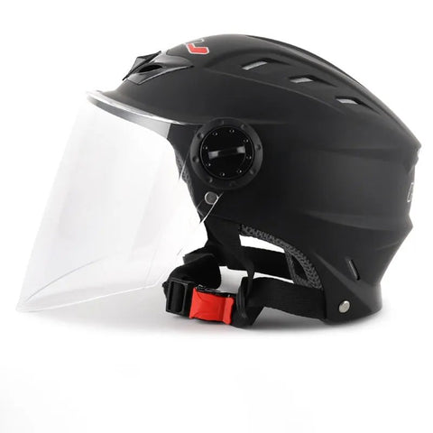 Matte Black Half Face Motorcycle Helmet with Large Clear Visor is brought to you by KingsMotorcycleFairings.com