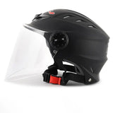 Matte Black Half Face Motorcycle Helmet with Large Clear Visor is brought to you by KingsMotorcycleFairings.com